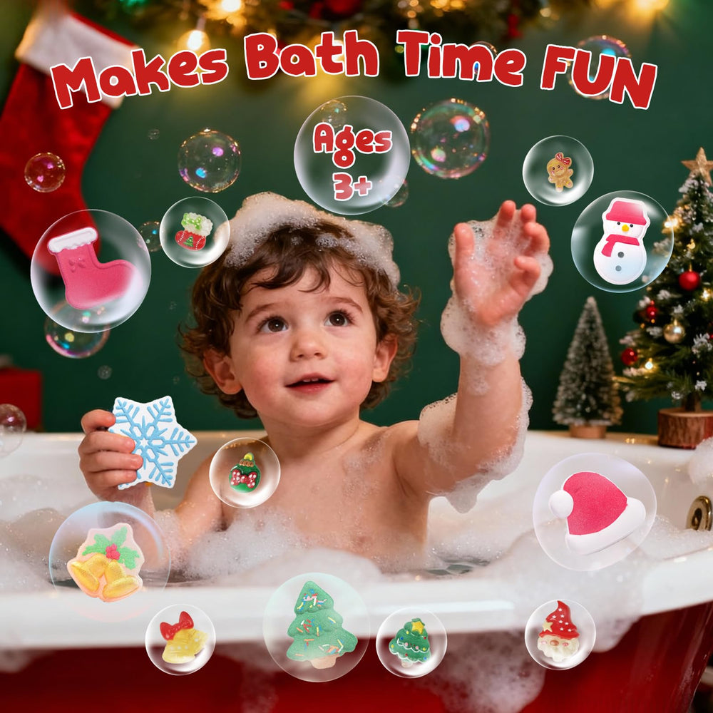 XmtJXn stocking bath bomb delivers colorful fizz and hidden toy for cozy bath moments.
