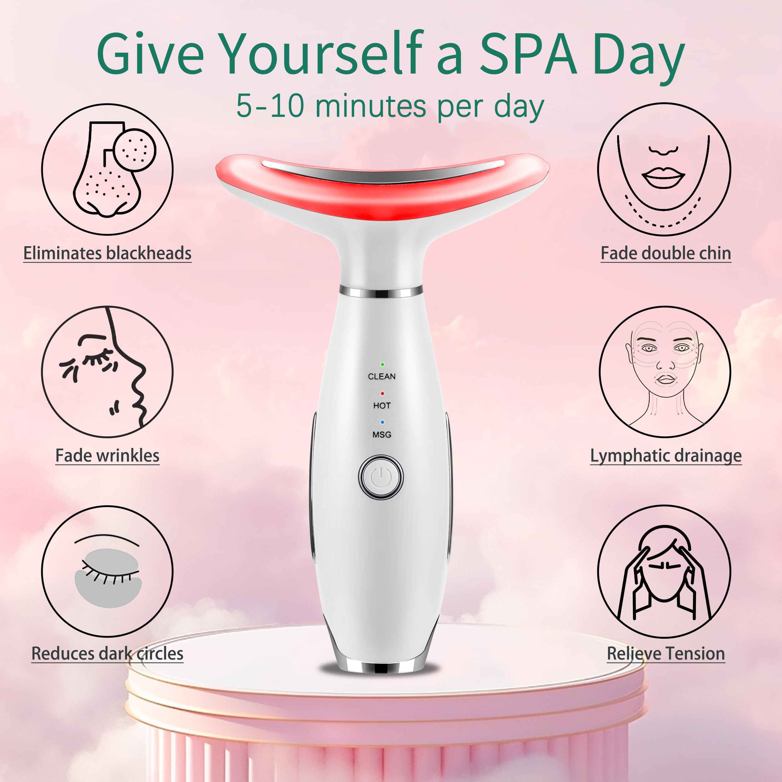 XMXW Glow Massager 7-in-1 design for versatile facial and neck use.