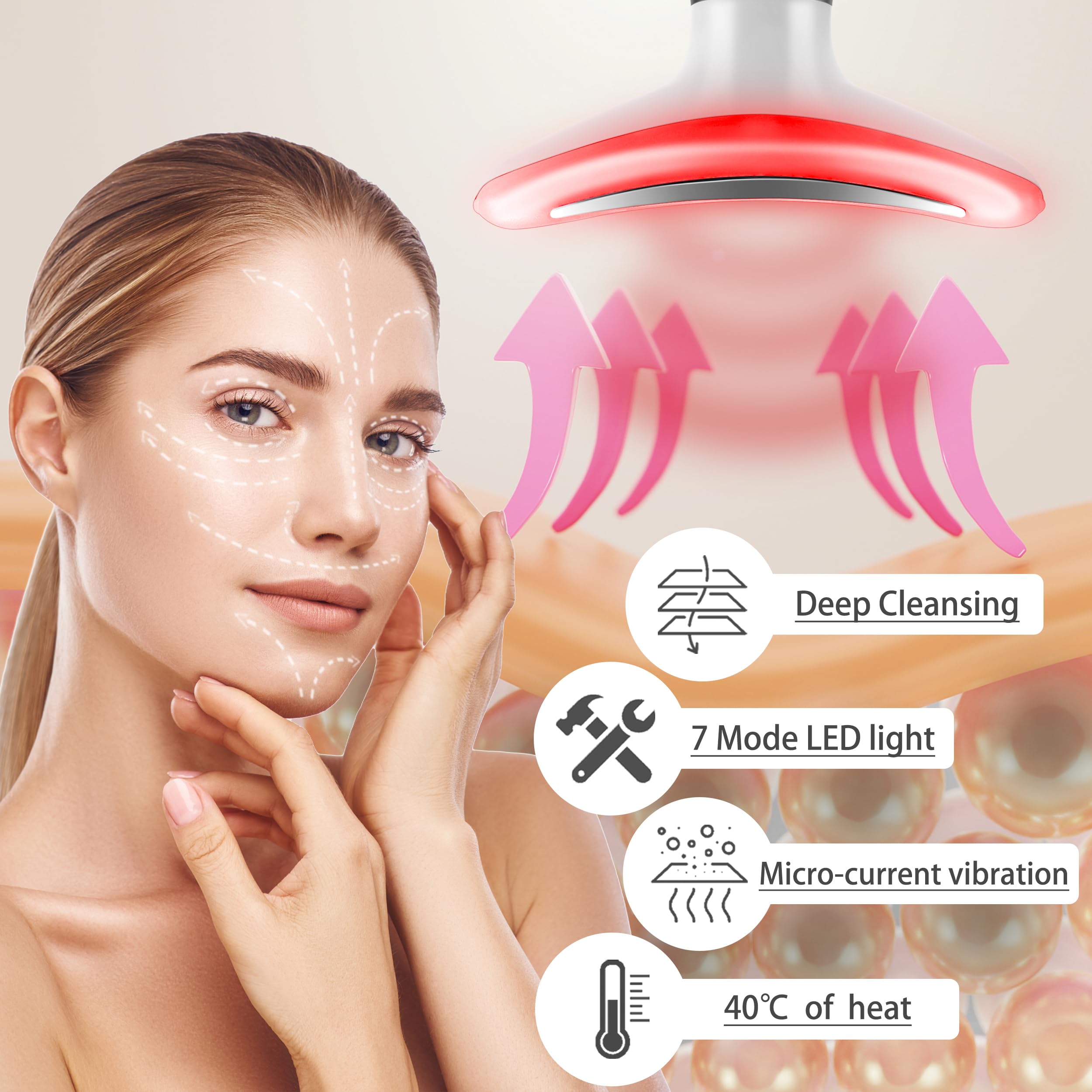 XMXW Glow Massager heating element reaches 113°F for smooth product application.