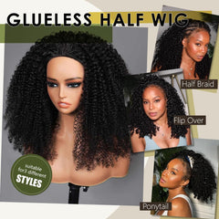XNAIRA half wig seamless ponytail and bun option for quick updos.