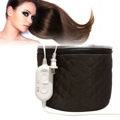 XNX hair cap front view in black designed for at-home spa heat therapy