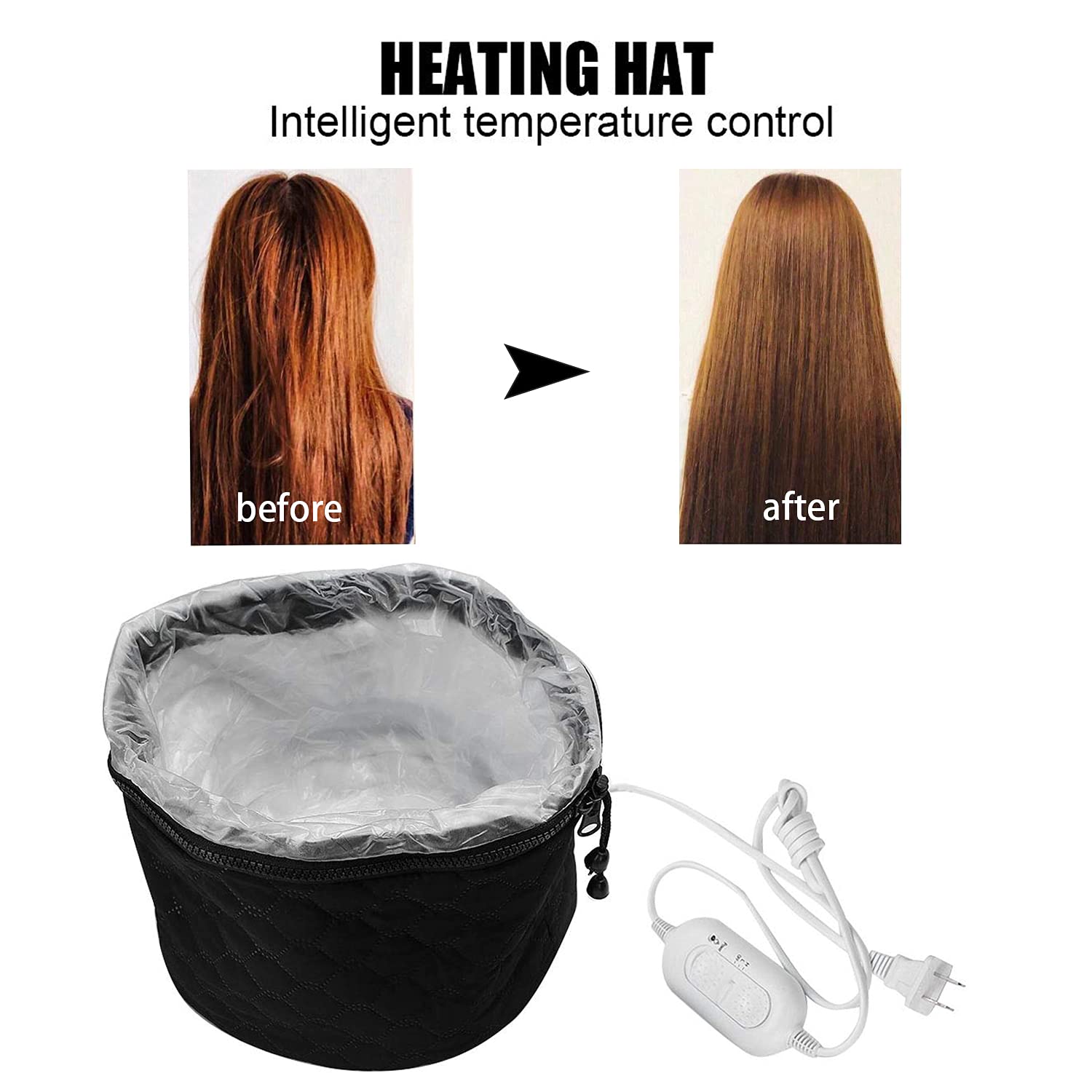 XNX hair cap side view in black shows ergonomic, comfortable conditioning