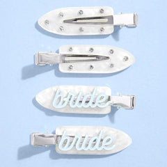 xo, Fetti Bride Beauty Clip in white acrylic adds a chic wedding-day accent with crease-free hold.