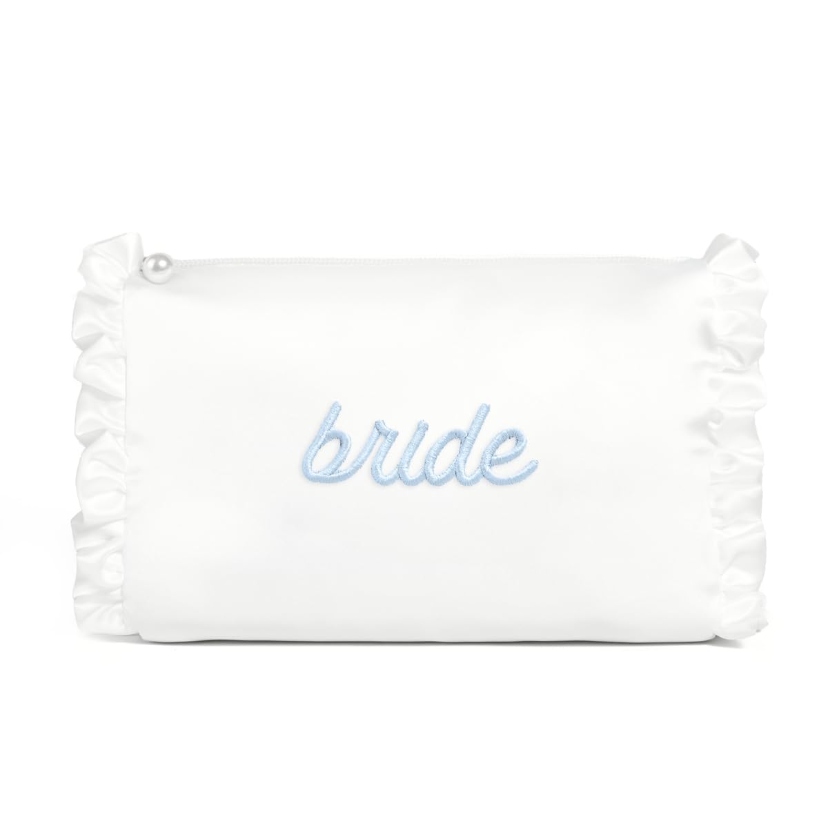 xo, Fetti white satin bride bag front view showcasing a chic bridal accessory for pre-wedding glam.