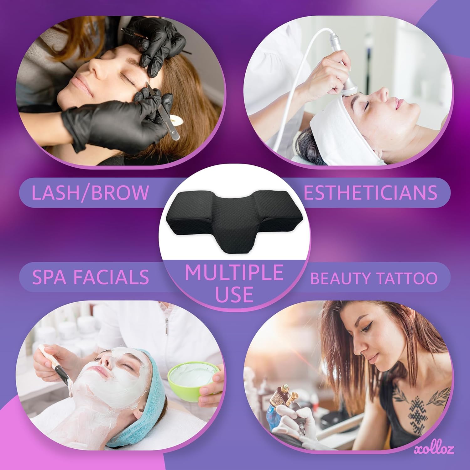 XOLLOZ Lash Pillow machine-washable cover for easy cleaning between clients