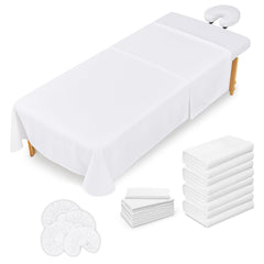 XOLLOZ flat sheet on massage table for a smooth, wrinkle-resistant spa setup