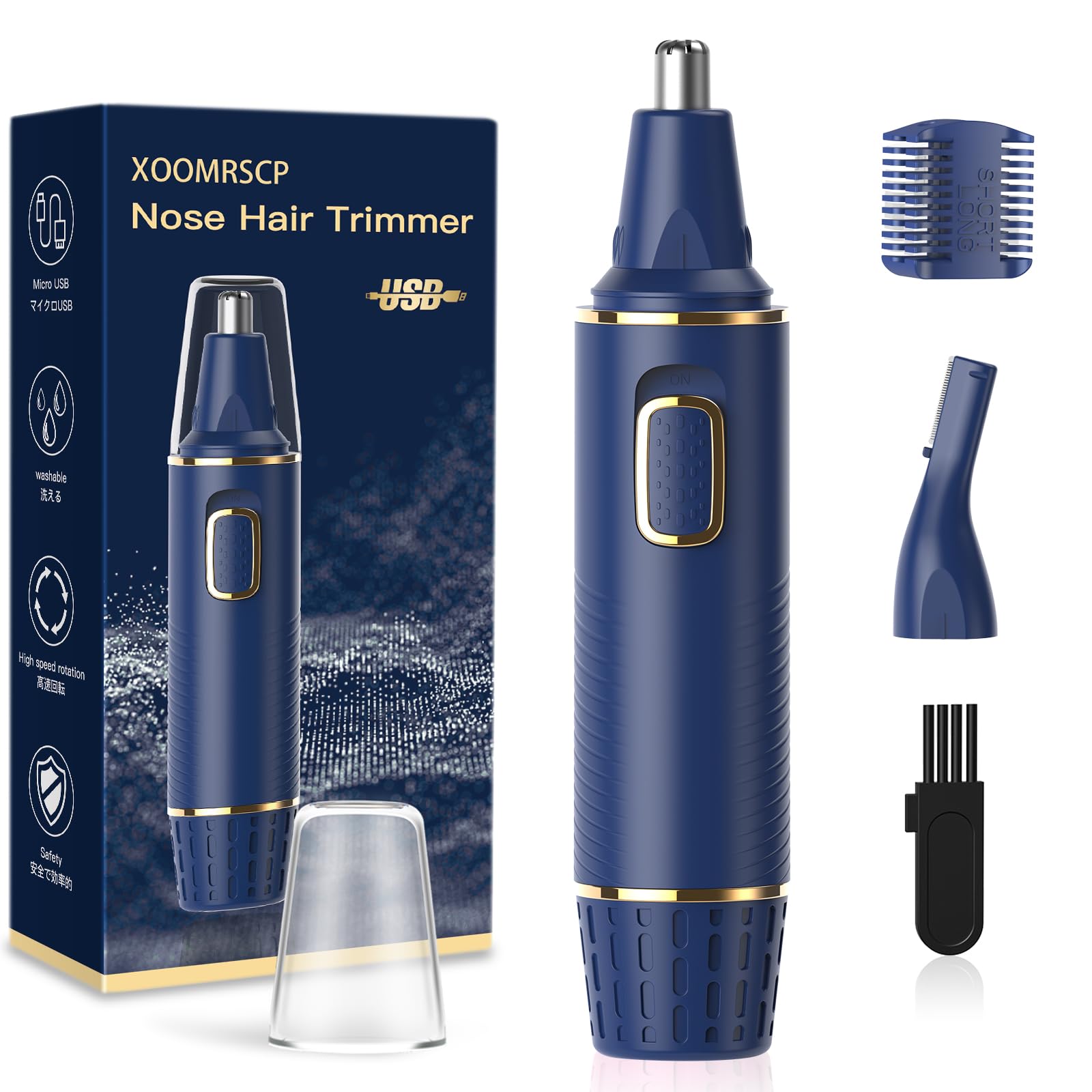 XOOMRSCP nose trimmer blue front view for quick, precise grooming.