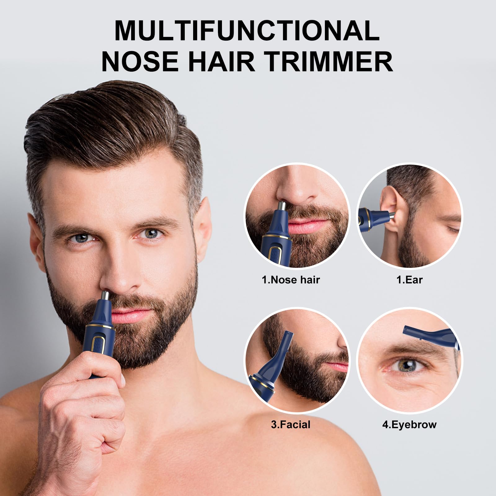 XOOMRSCP nose trimmer blue rotating head for painless trimming.