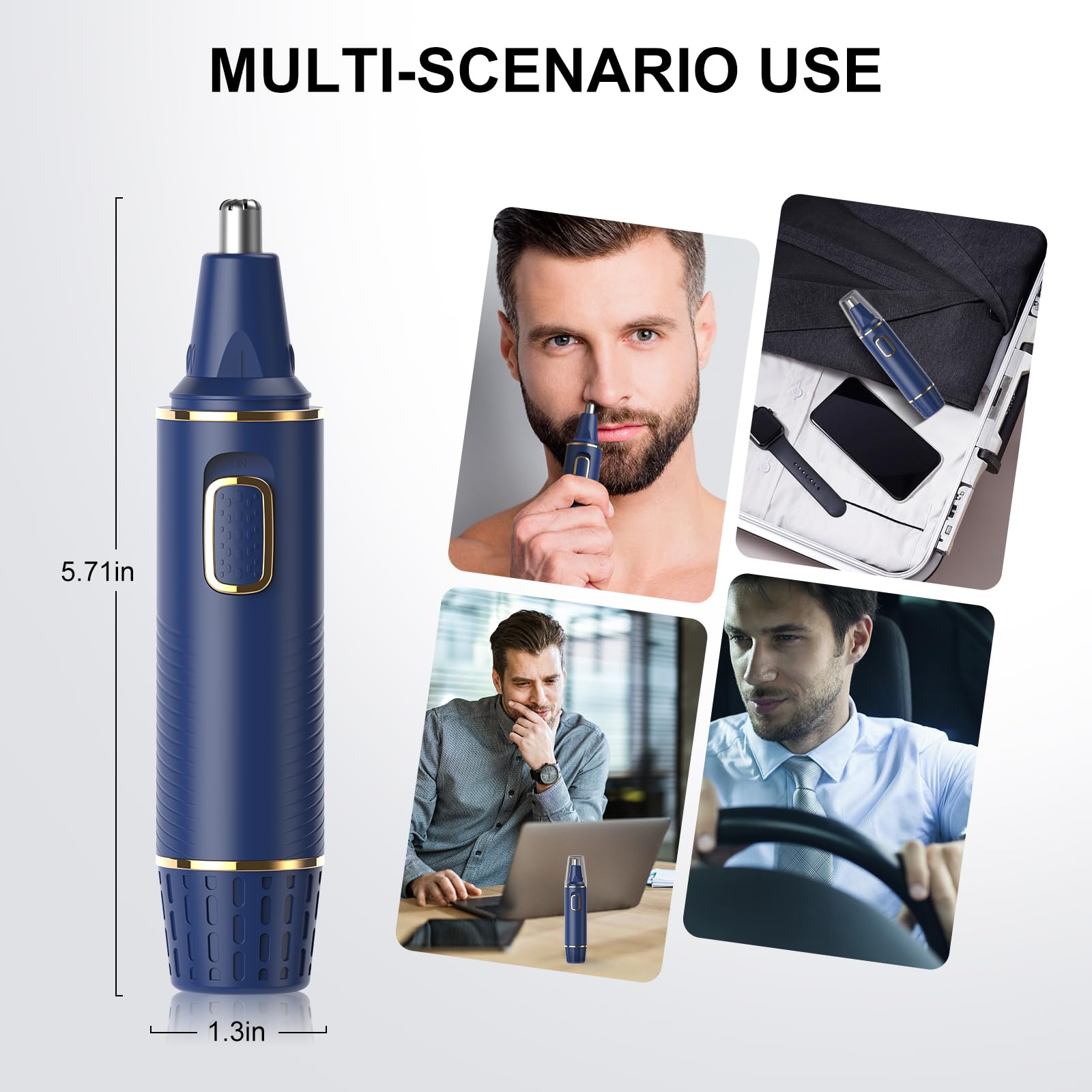 XOOMRSCP nose trimmer blue USB charging for cordless convenience.