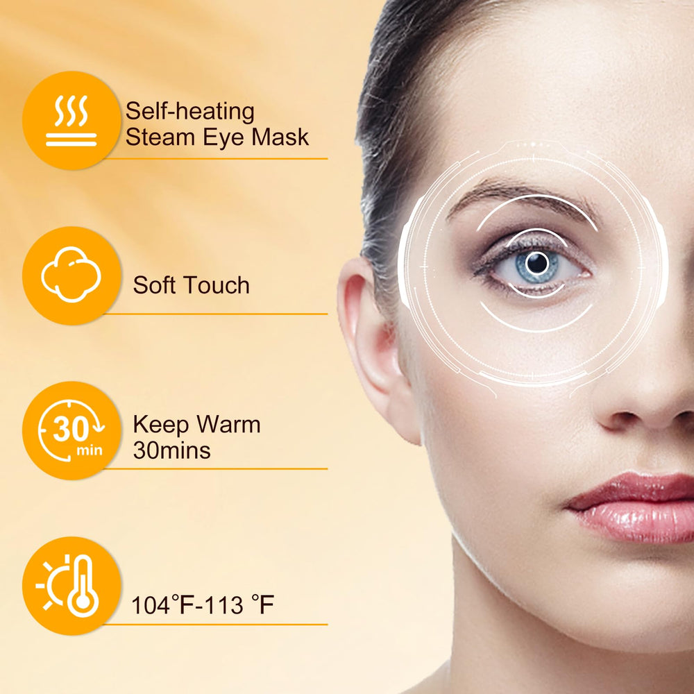 XPCARE Steam Eye Mask chamomile scent enhances calming spa-like experience.