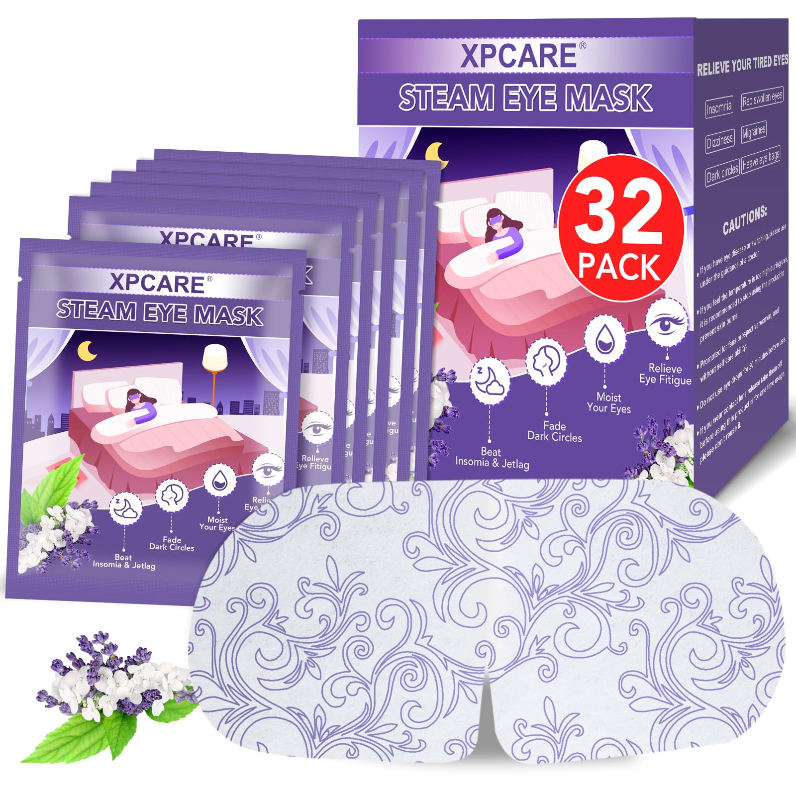 XPCARE steam eye mask Lavender packaged for convenient on-the-go use and moisture delivery.