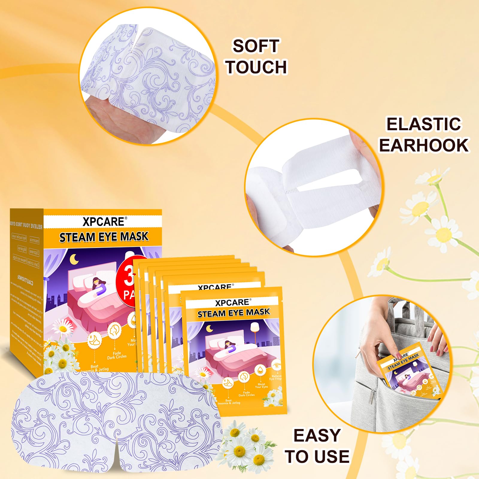 XPCARE steam eye mask travel case ready for airplanes and on-the-go relief