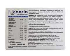 XPECIA for Men DHT blocker tablets label closeup for hair support