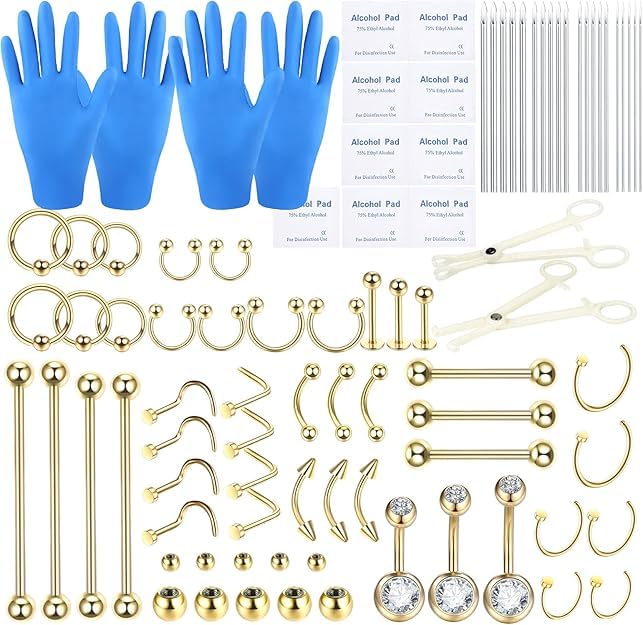 Xpircn body piercing kit belly button ring with 14K gold-filled finish for versatile styling.