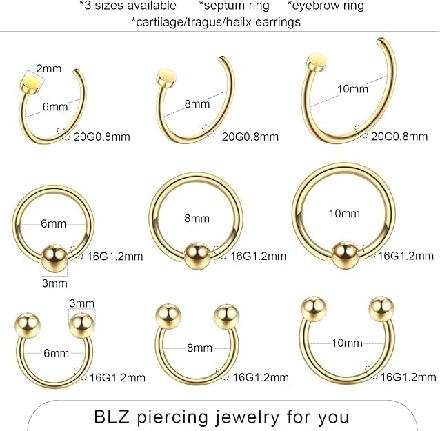 Xpircn septum rings for adjustable, stylish nose piercing options.