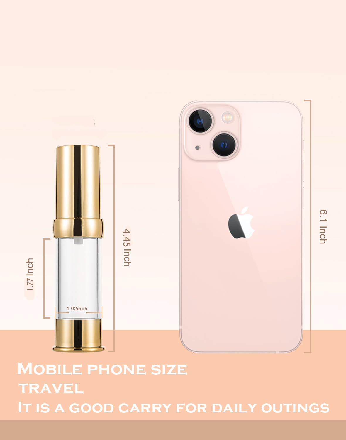 XQNCBY Gold 15ML airless bottle box packaging keeps your travel kit organized.