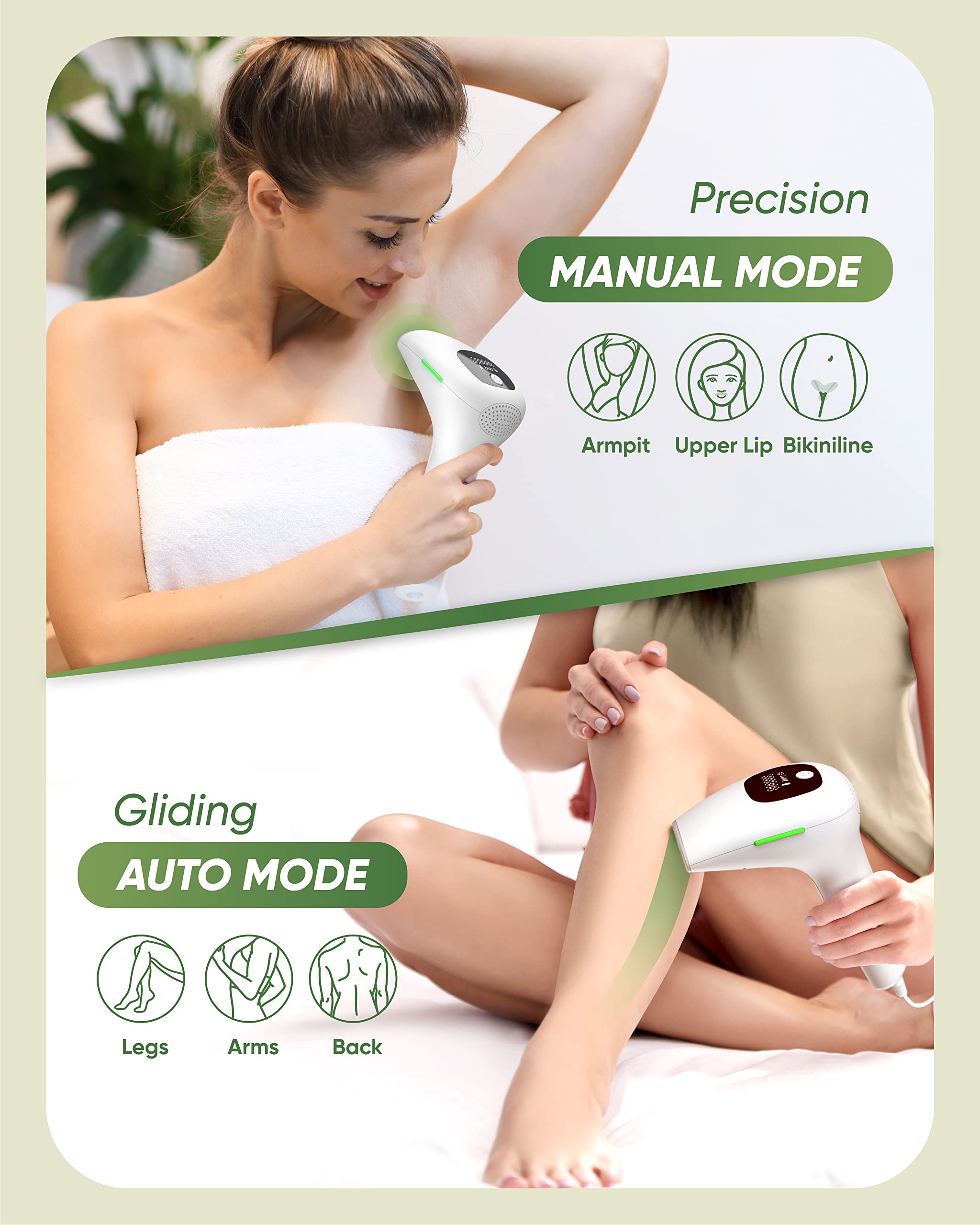 XSOUL IPL manual mode used on back arms and legs for targeted treatment