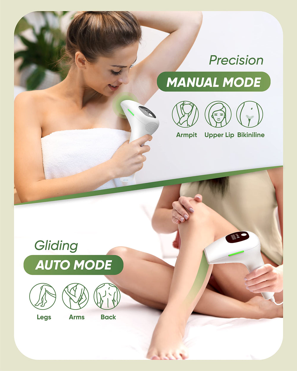 XSOUL IPL manual mode used on back arms and legs for targeted treatment