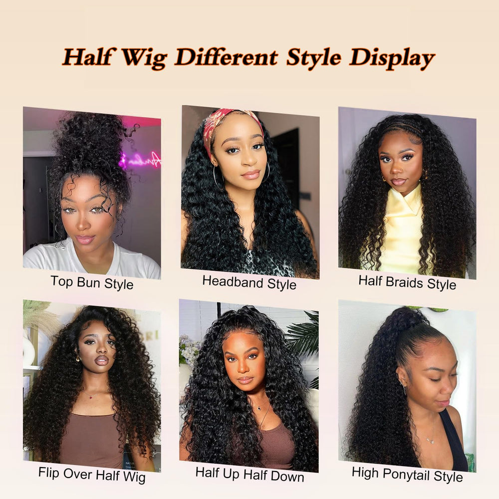 XSY deep wave half-wig cap supports flexible sizing 21-22.5 inch