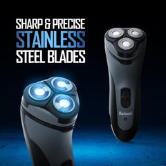 XTREME Barbasol rotary shaver cordless use enables grooming anywhere.