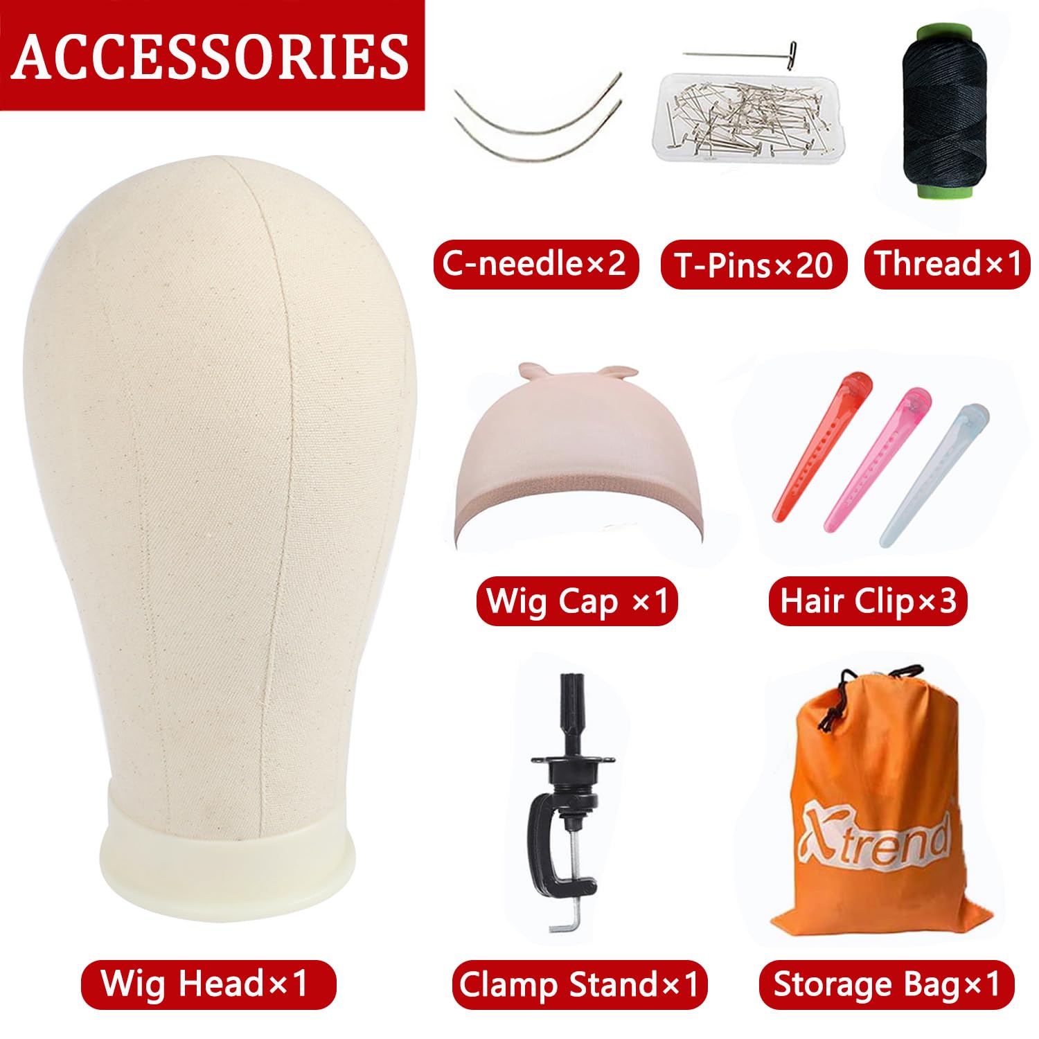 XTREND wig stand set provides stable salon display and quick setup.