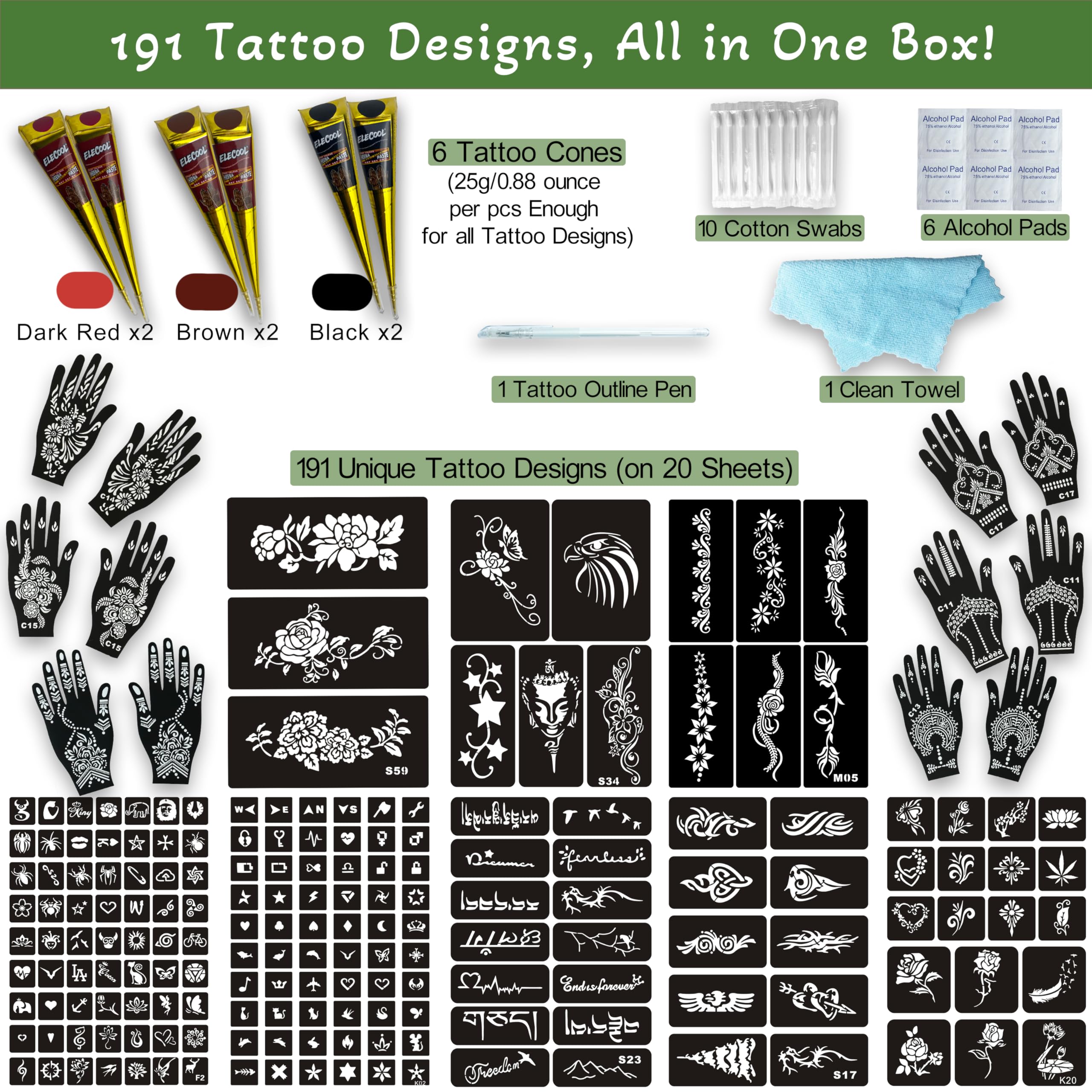 XWGLFT ink cones in black brown and dark red for versatile color options.