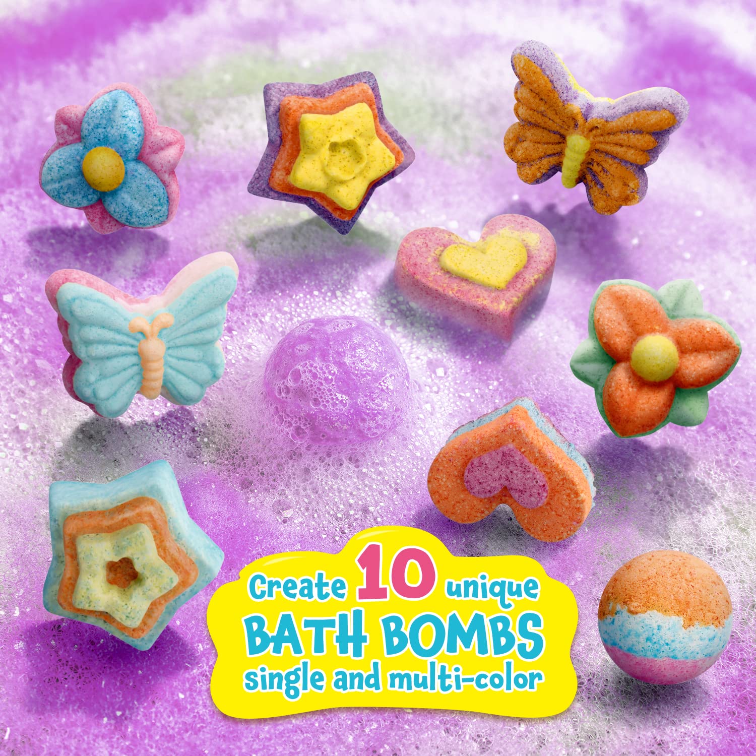 XX Bath Bombs Science Lab color powders show vibrant hues for creative play.