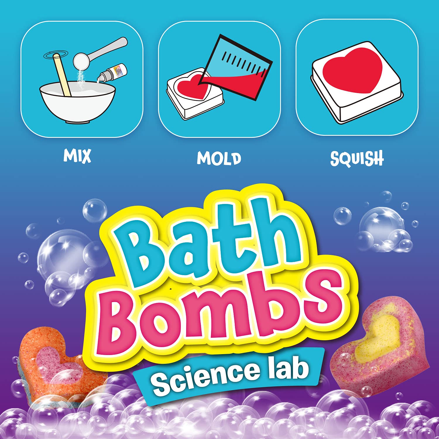 XX Bath Bombs Science Lab instruction manual depicts step-by-step project guidance.