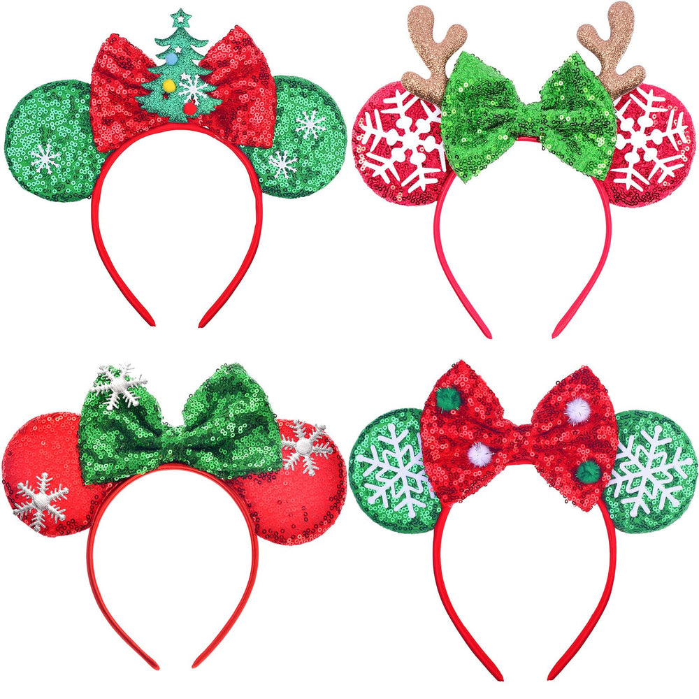 XXXPOWERXXX Christmas headband mouse ears front view with sequins for festive cosplay