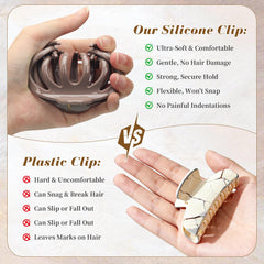 Xyntara soft flexible cozy clip design highlights gentle, snag-free styling.
