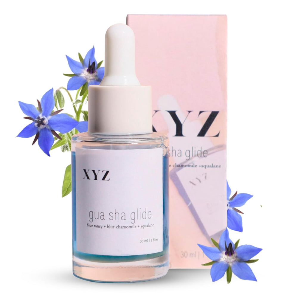 XYZ Skin Gua Sha Glide bottle closeup for hydrating skincare routine