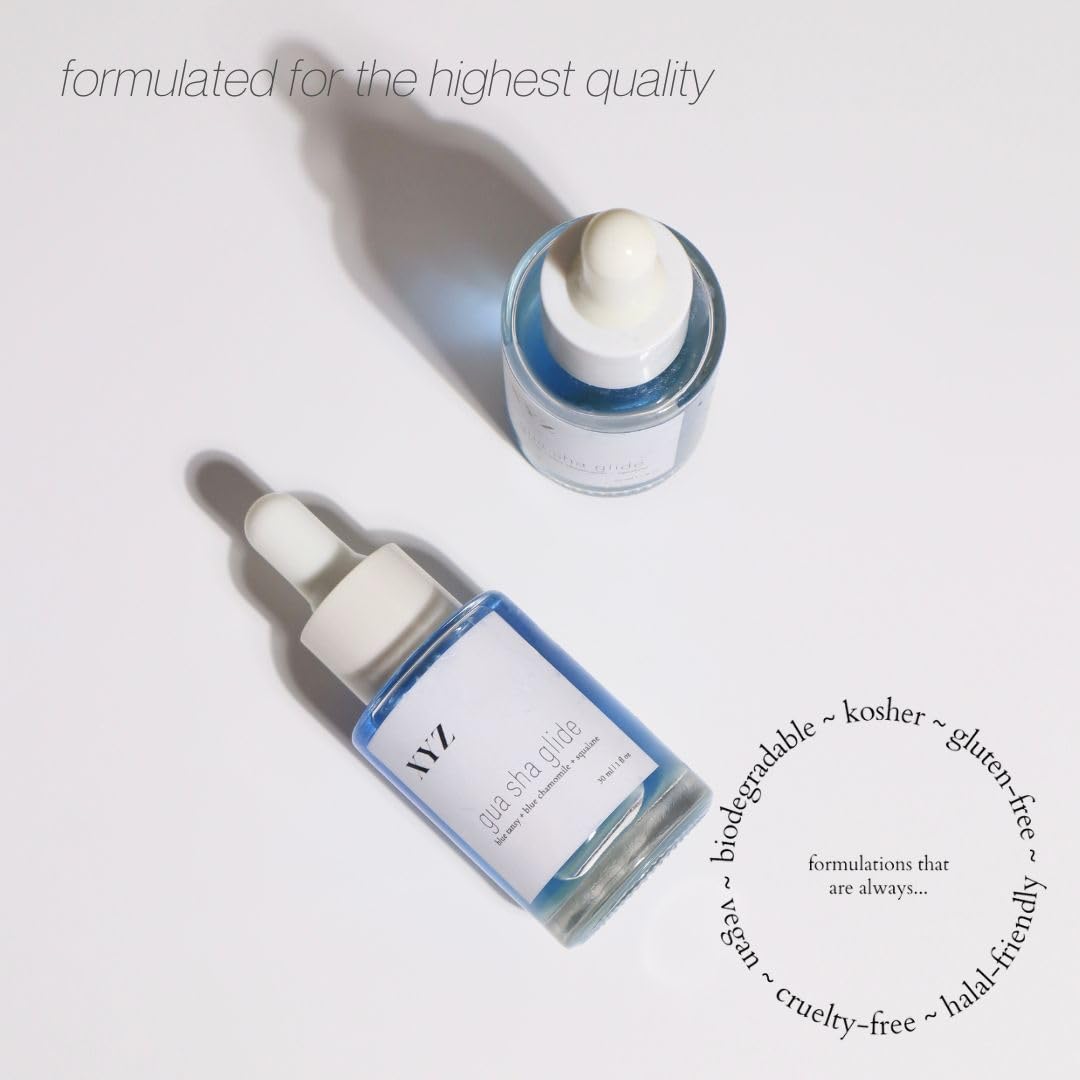 XYZ Skin Gua Sha Glide USA-made ingredients label and packaging