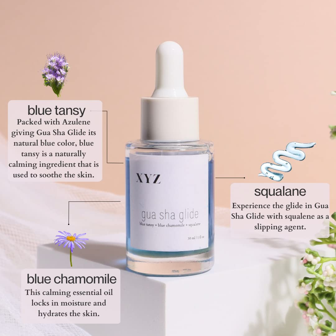 XYZ Skin Gua Sha Glide lightweight moisturizing finish on skin