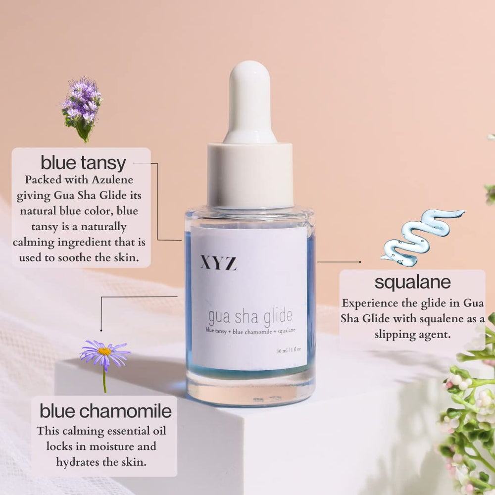 XYZ Skin Gua Sha Glide lightweight moisturizing finish on skin