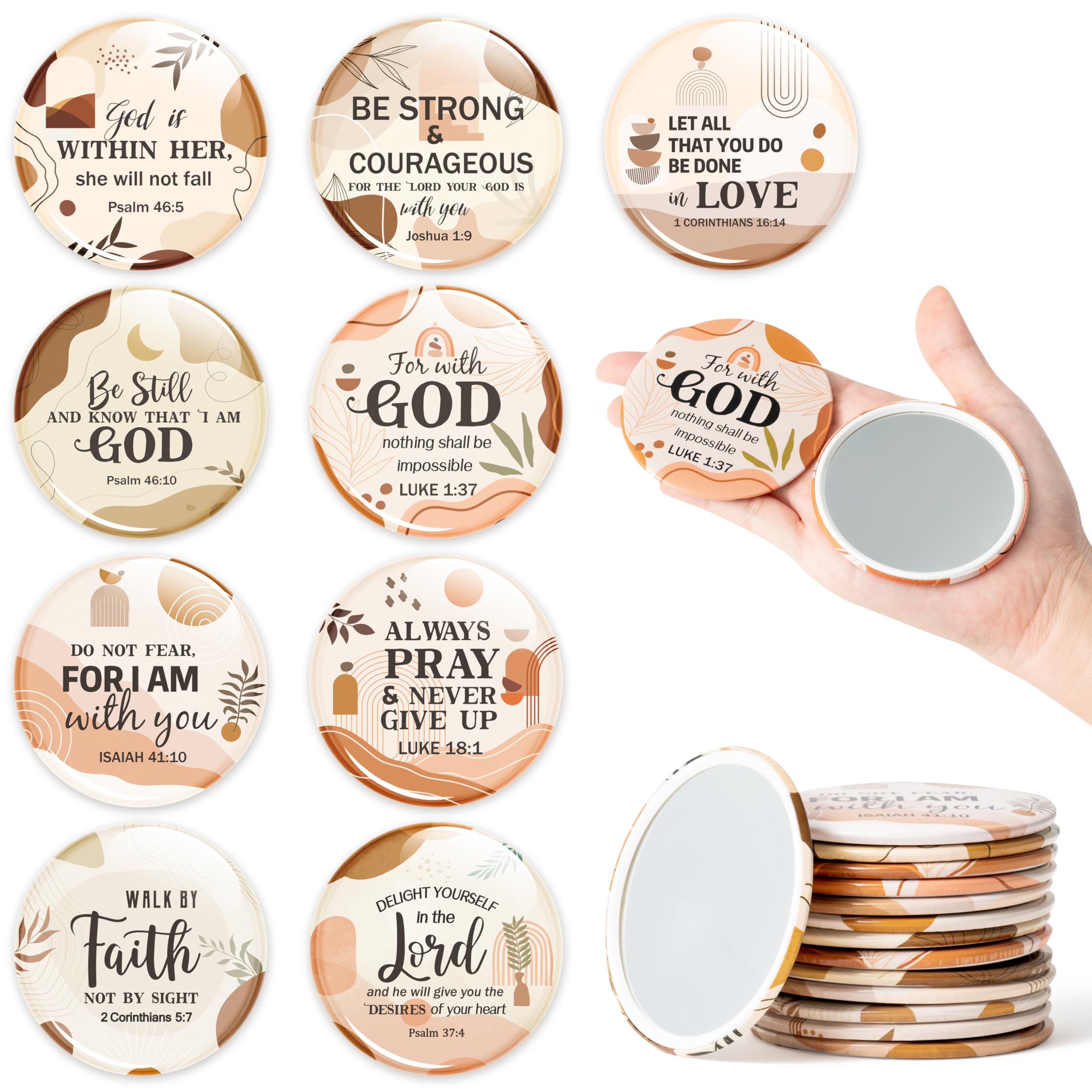 Y1tvei boho Bible verse compact mirror set with assorted designs for daily inspiration.