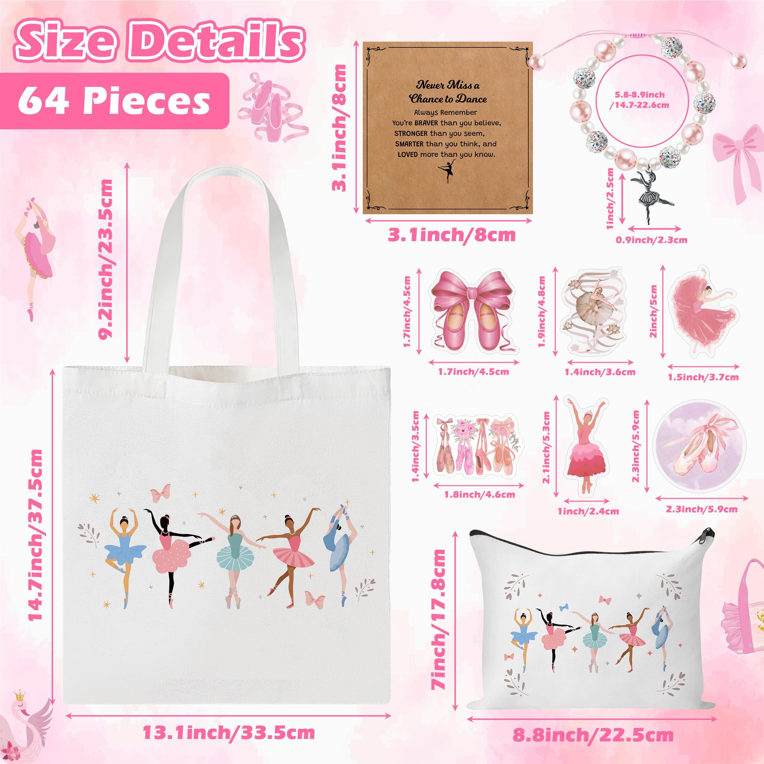 Y1tvei cute ballerina makeup bag with black zipper keeps cosmetics organized on the go.
