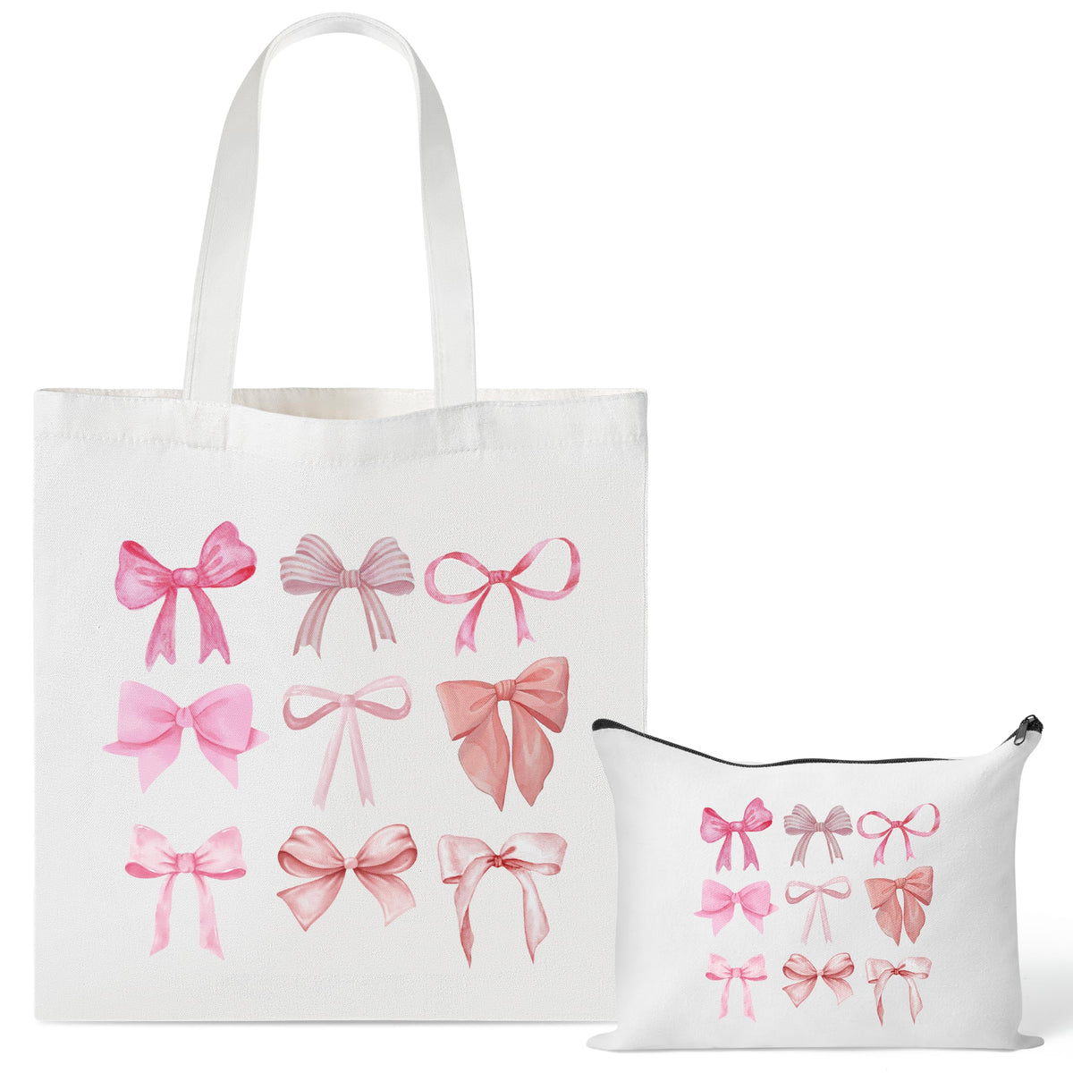 Y1tvei pink bows canvas tote showcases feminine style for everyday errands