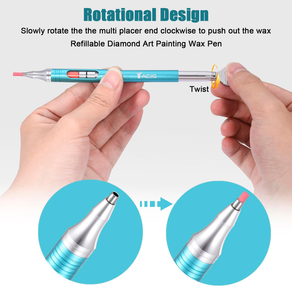 Yacig diamond art pen multi-placer tip closeup enables efficient gem placement