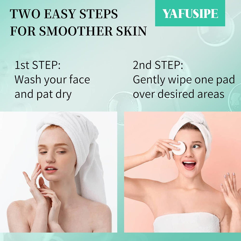 YAFUSIPE Glycolic Acid Toner Pad close-up highlights exfoliating beads
