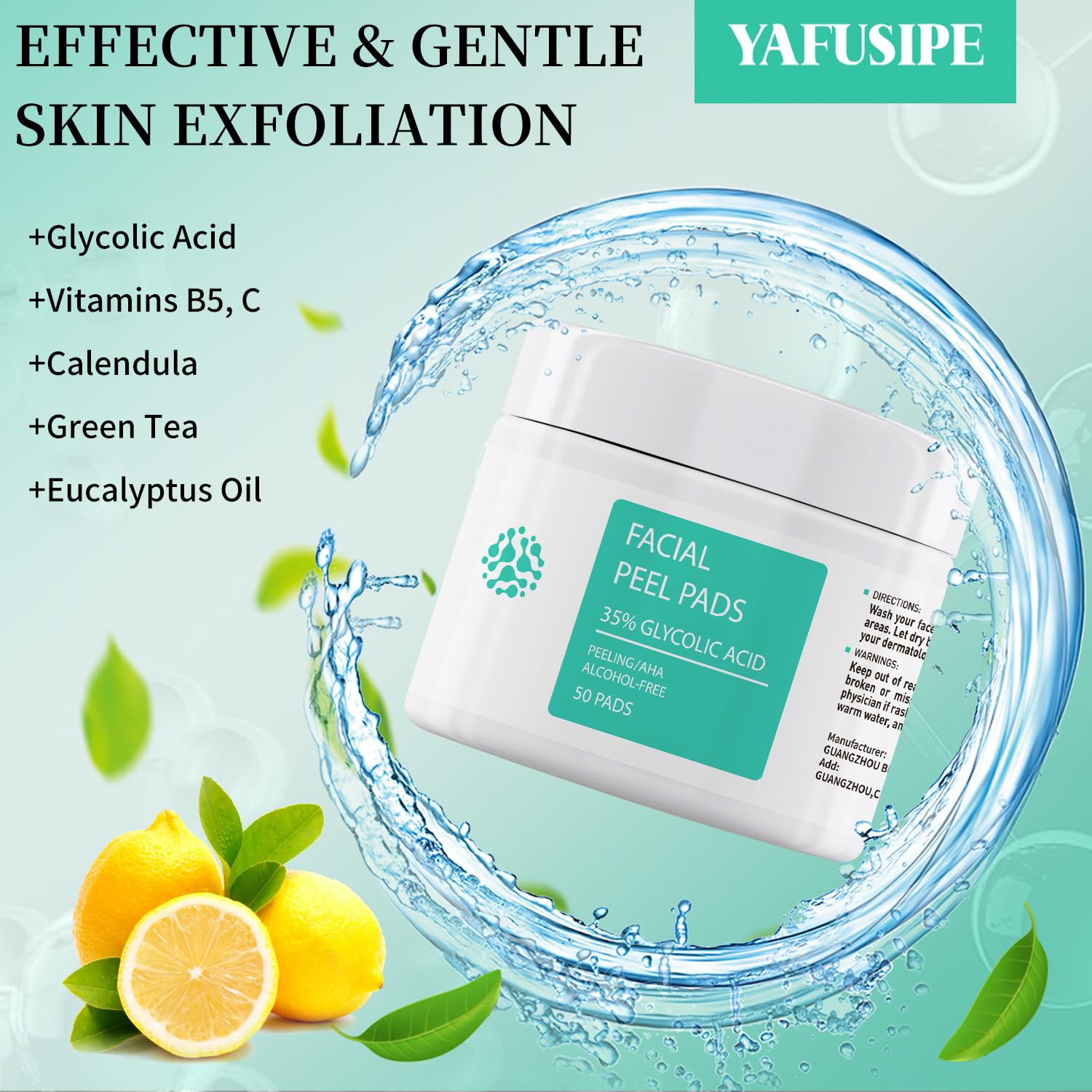 YAFUSIPE Glycolic Acid Toner Pad on skin shows smoother complexion