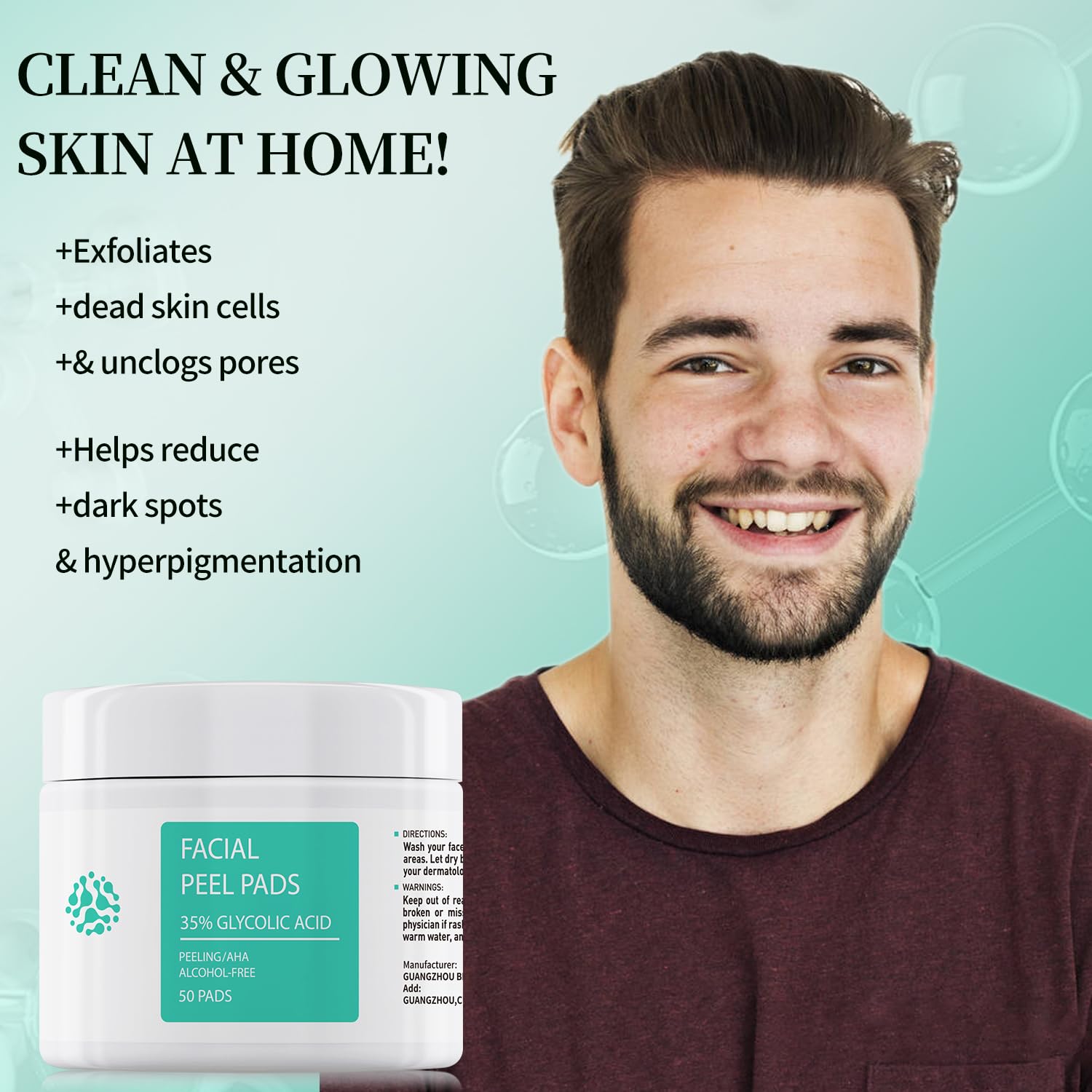 YAFUSIPE Glycolic Acid Toner Pad with green tea calendula for antioxidant support