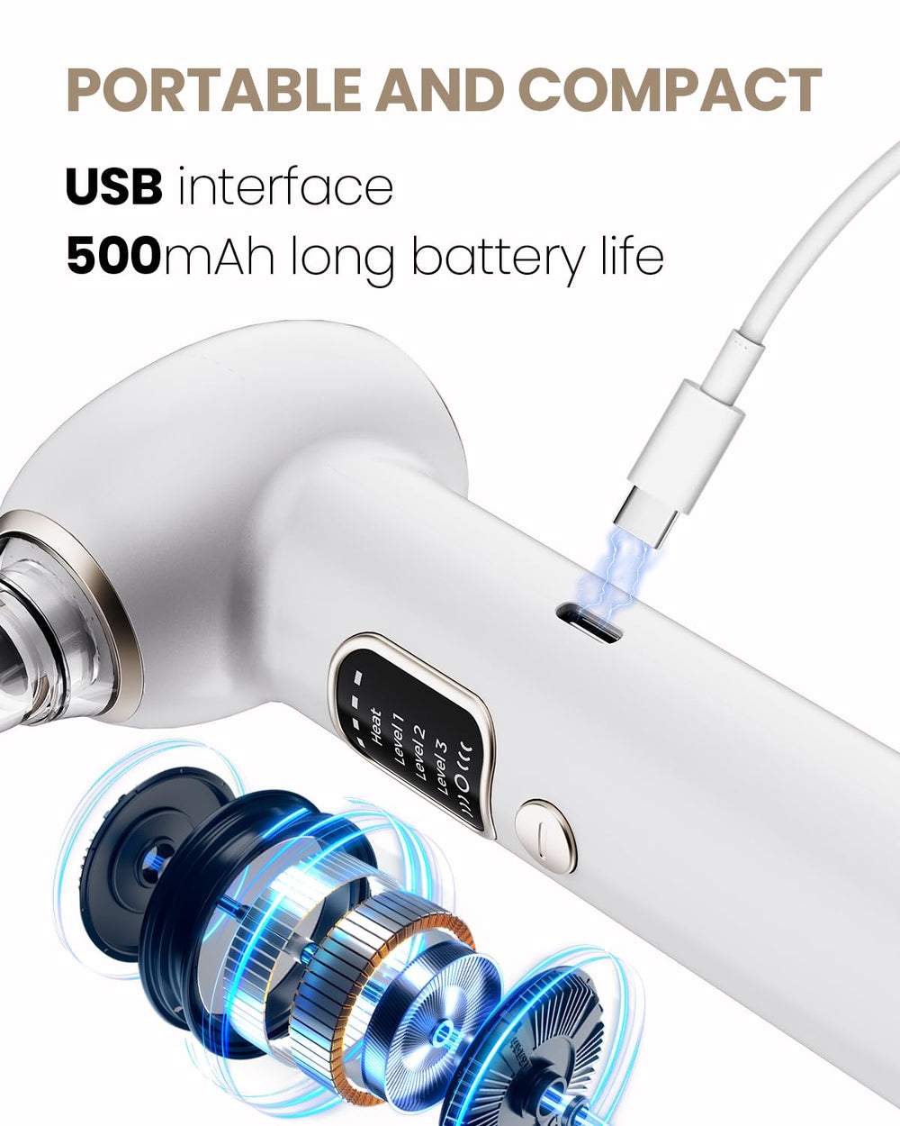YAGETU Pore Vacuum Kit ergonomic white finish supports easy handling.