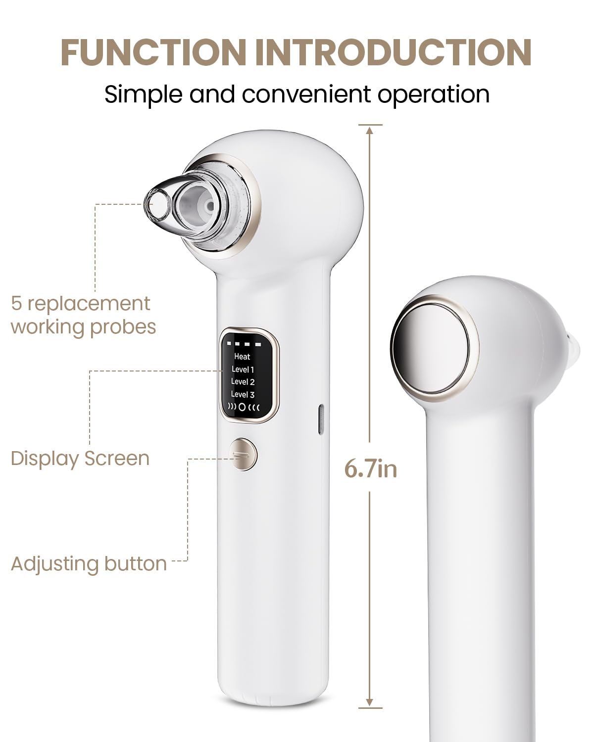 YAGETU Pore Vacuum Kit suction levels display for precise control.
