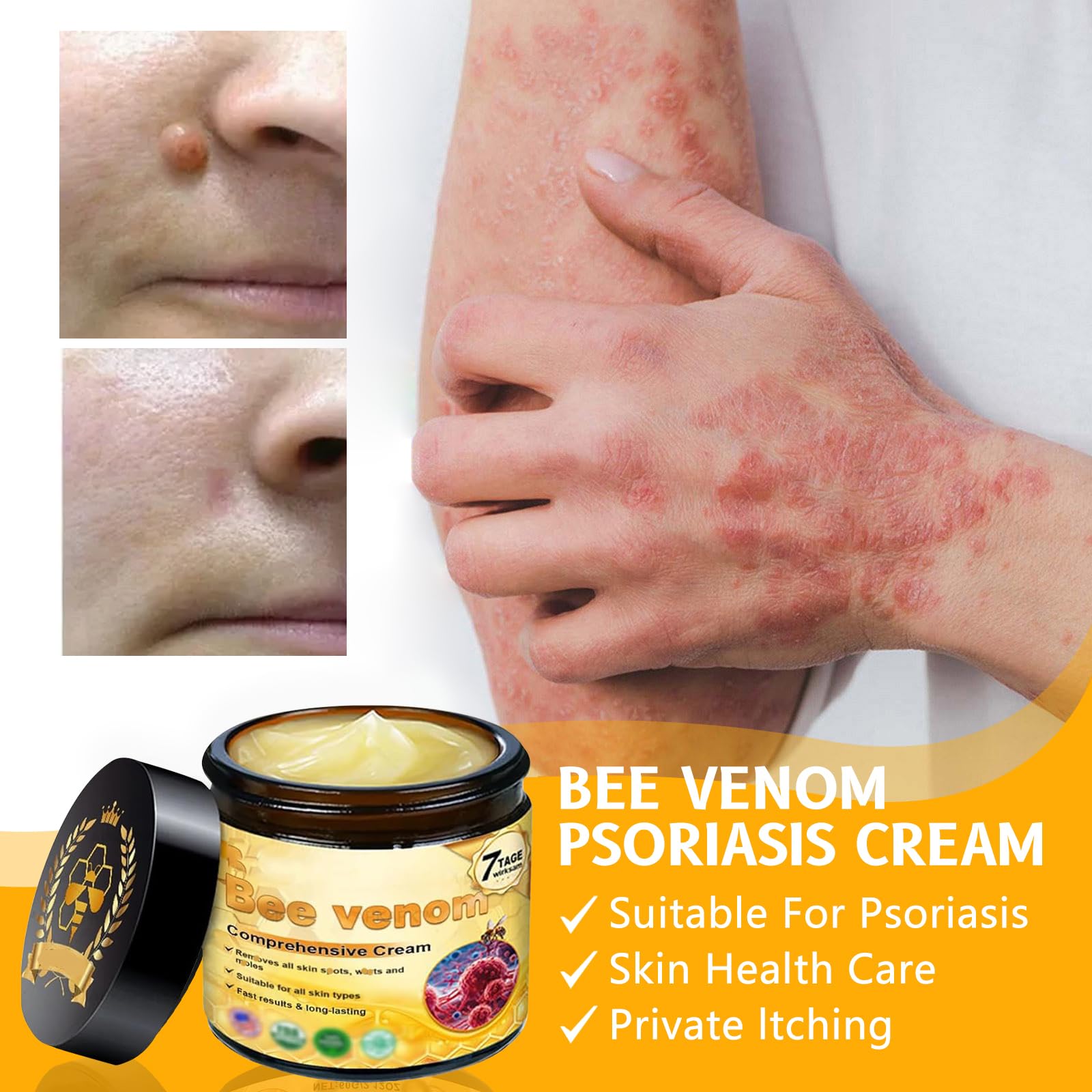 Closeup of YAGUAN Bee Venom Cream texture showing light, non-greasy finish.