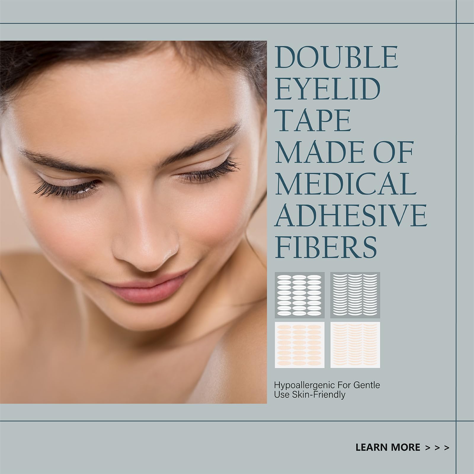 YAGUVI eyelid tape 384 non-adhesive pack demonstrates long-wear options.