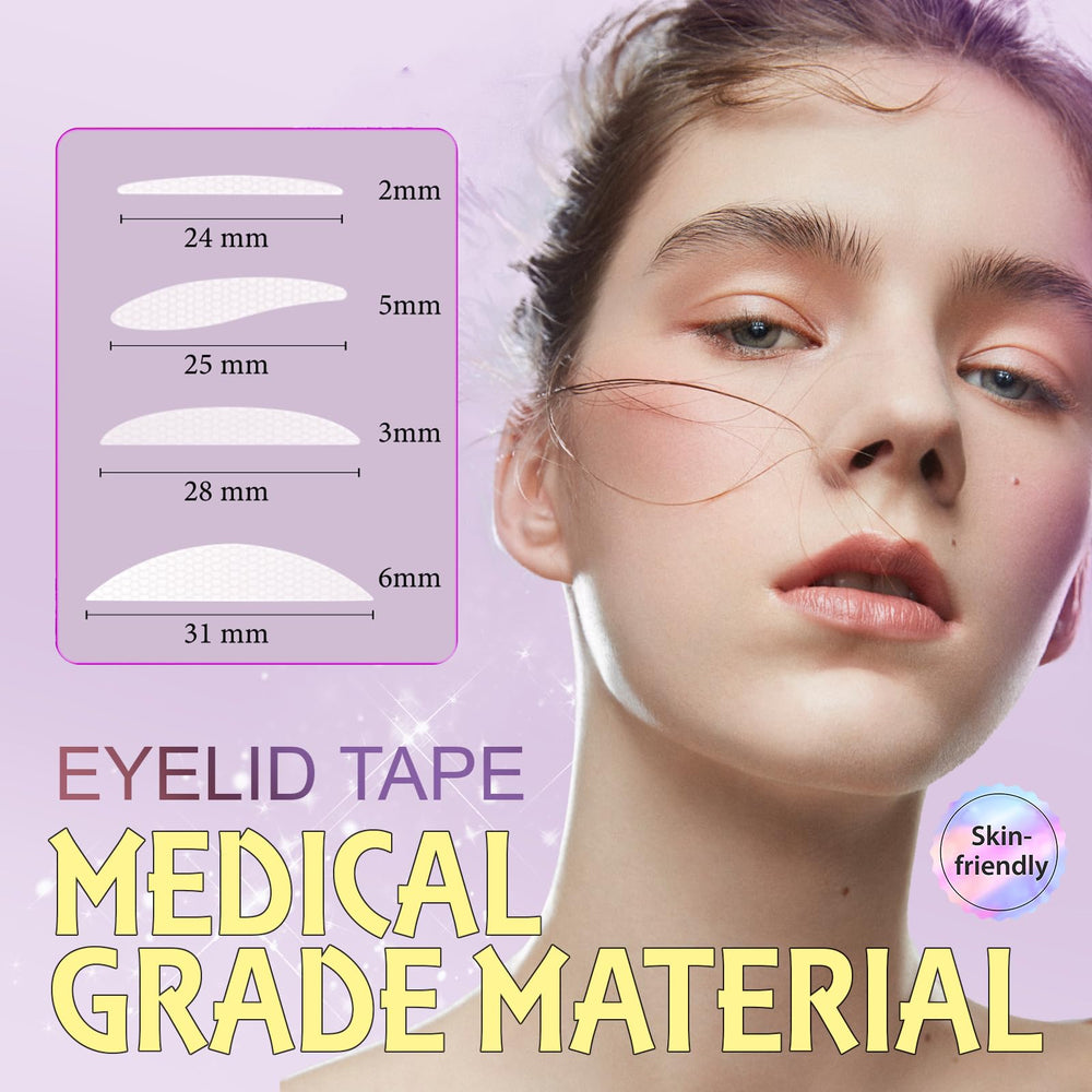 YAGUVI eyelid tape material closeup highlights breathable, hypoallergenic fibers.