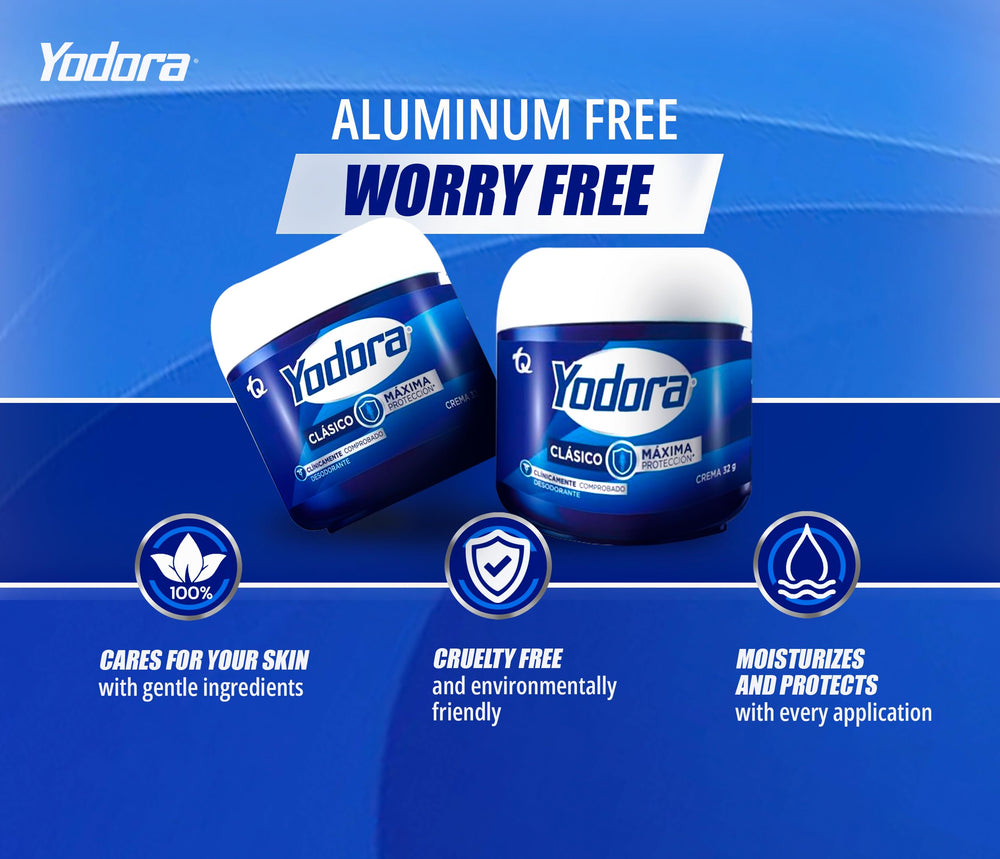 Protección 24 horas e hidratación con Yahve Yodora Clasico crema desodorante.