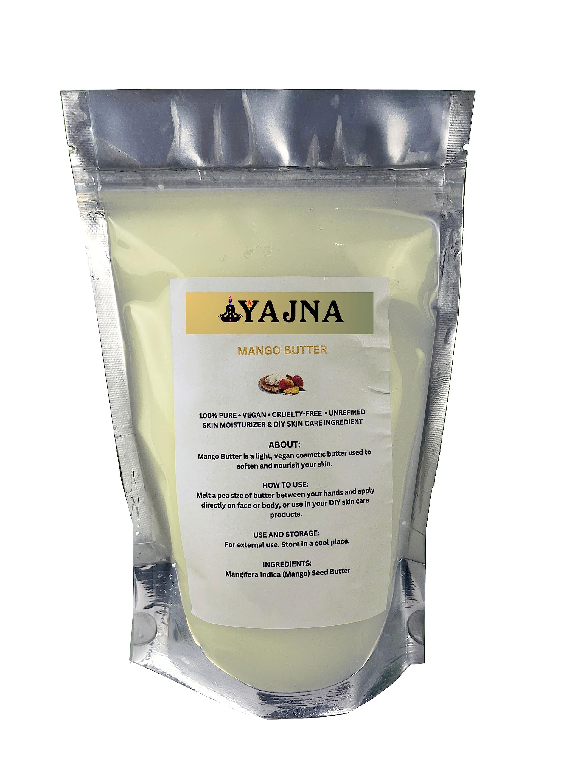 Yajna Mango Butter jar closeup shows creamy texture for deep hydration