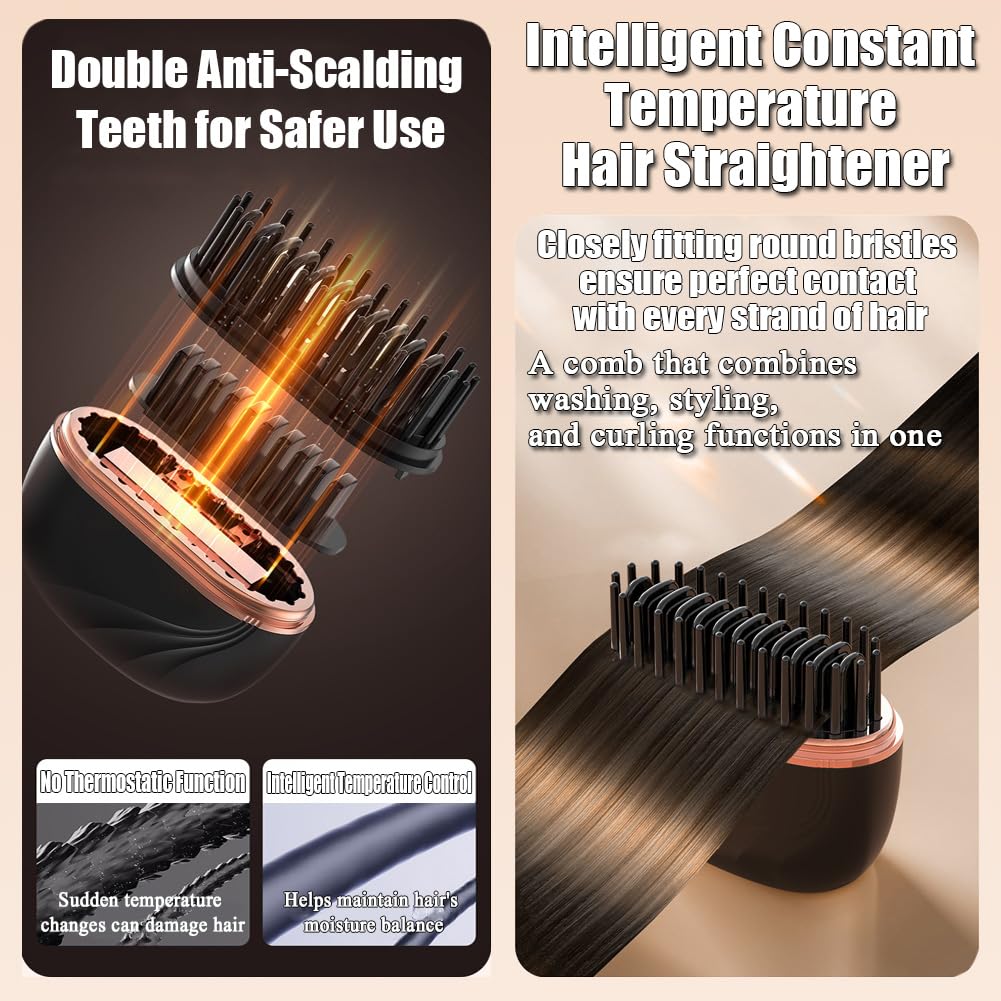 Yalemie Mini Straightener Brush 3-temp-settings tailor heat for different hair types.