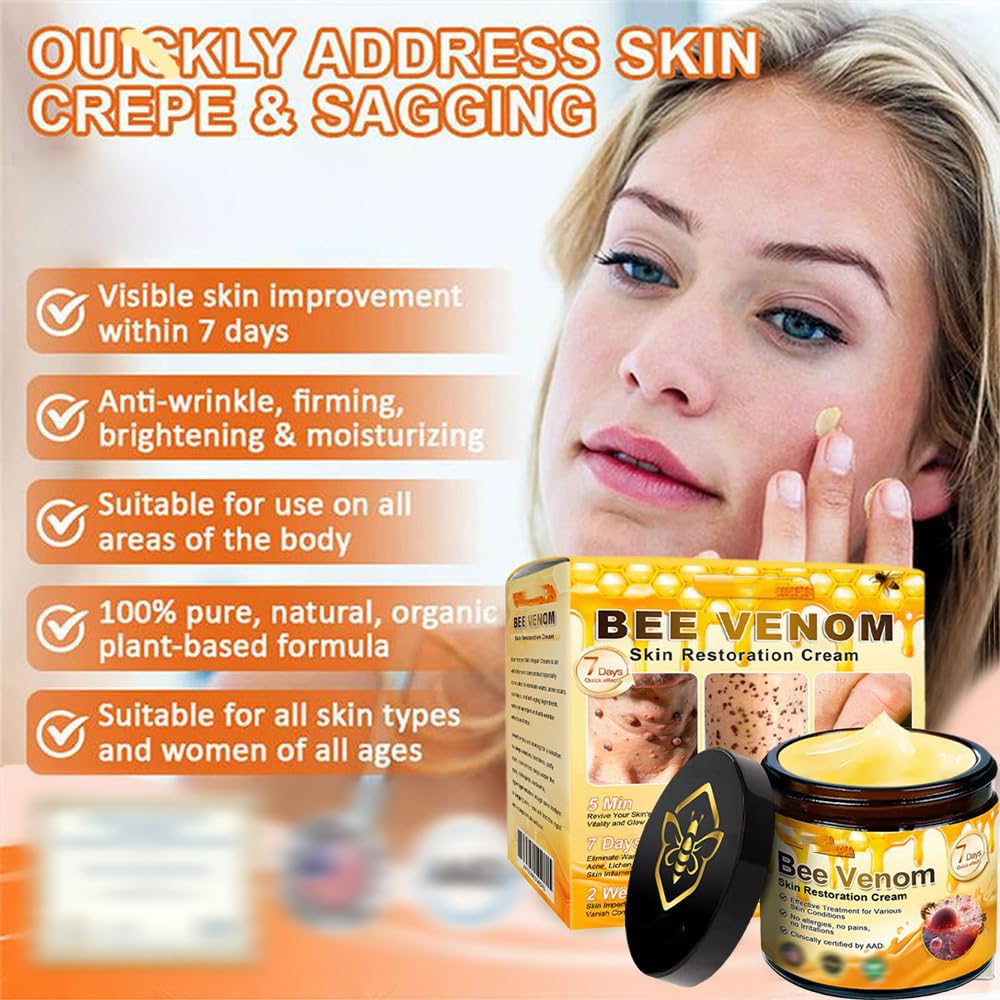 Ylahdent Bee Venom Cream face close-up showcasing smoothing benefits